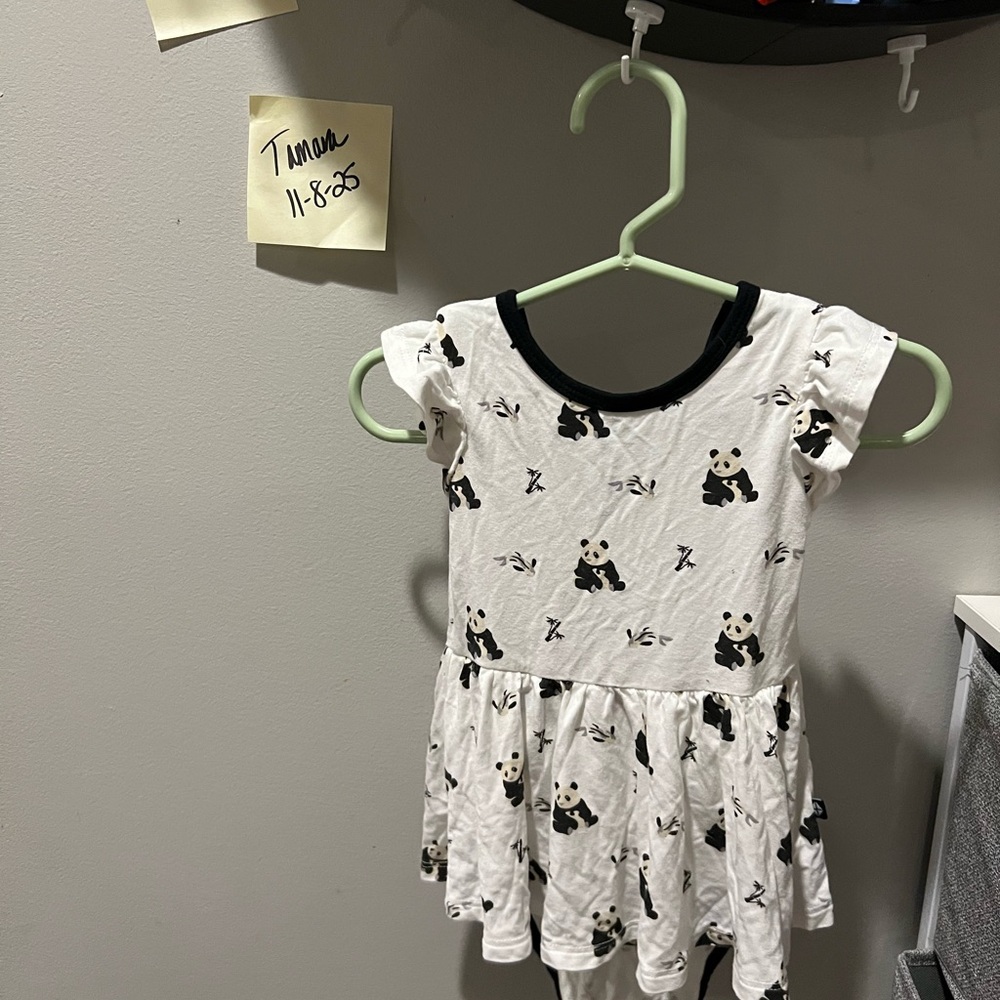 Kyte BABY Panda Print Dress - White and Black